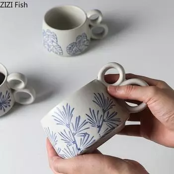 Японская керамическая кофейная кружка, креативная офисная кружка, послеобеденный чай, латте, молочная кружка, домашний завтрак, чашка для воды, набор для напитков, подарок другу 350ml