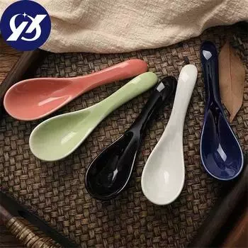 Японская керамическая ложка для супа, риса, фарфоровая кофейная десертная ложка, портативная посуда