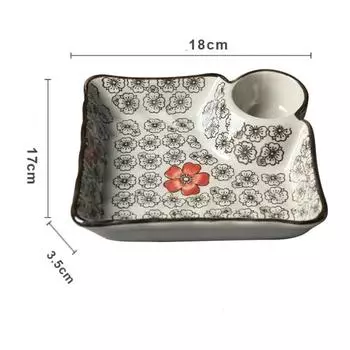 Японская керамическая миска для пельменей, встроенная емкость для соуса – тарелка для суши и поднос для десерта для кухни и обеденного стола Size S-A