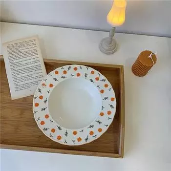 Японская керамическая тарелка для десерта в виде цветка, тарелка для спагетти, стейка, глубокая тарелка для салата в форме сердца с милым цветком для торта 8.25inch