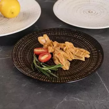 Японская керамика Западная тарелка Резьбовая плоская Коммерческий бытовой ретро-диск Западный стейк Интернет знаменитость завтрак салат