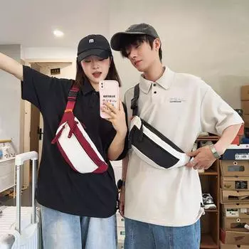 Японская контрастная цветная нагрудная сумка для женщин Instagram повседневная минималистичная сумка через плечо