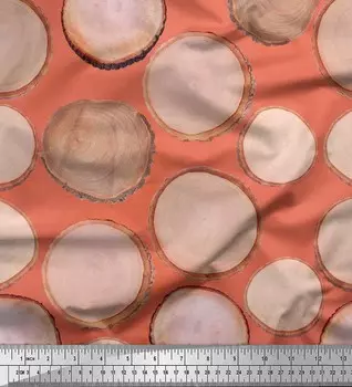 Японская креп-атласная ткань Soimoi, швейная ткань с океанским принтом, метр 42 дюйма 42 Inch Wide - Poly Crepe оранжевый