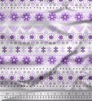 Японская креп-атласная ткань Soimoi в полоску и снежинки с этническим принтом на метр 42 дюйма 42 Inch Wide - Poly Crepe красный