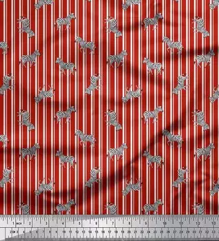 Японская креп-атласная ткань Soimoi в полоску и с животным принтом зебры, 42 дюйма по метрам 42 Inch Wide - Poly Crepe красный