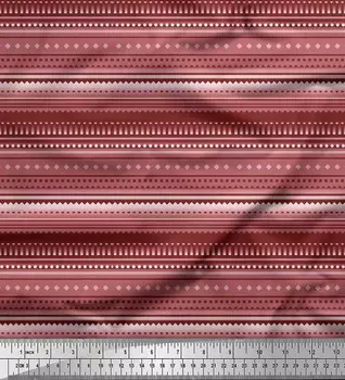 Японская креп-атласная ткань Soimoi в полоску, с текстурой в виде сердечек и точек, принты по метрам, 42 дюйма 42 Inch Wide - Poly Crepe оранжевый