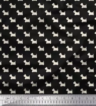 Японская креп-сатиновая ткань Soimoi Havanese с принтом собаки, ткань для творчества по метрам, 42 дюйма 42 Inch Wide - Poly Crepe золотой