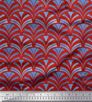 Японская креп-сатиновая ткань Soimoi, масштабируемая ткань с геометрическим принтом, 42 дюйма по метрам 42 Inch Wide - Poly Crepe зелёный