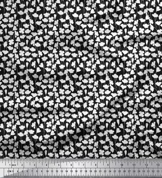 Японская креп-сатиновая ткань Soimoi, рубашка-рубашка с цветочным принтом, ткань для творчества по метрам, 42 дюйма 42 Inch Wide - Poly Crepe чёрный