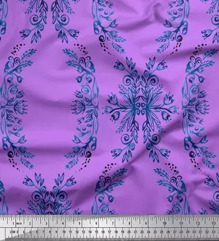 Японская креп-сатиновая ткань Soimoi с цветочным принтом и дамасским принтом Ogee, 42 дюйма по метрам 42 Inch Wide - Poly Crepe зелёный