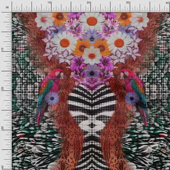 Японская креп-сатиновая ткань Soimoi с цветочным принтом и панельным принтом, 42 дюйма по метрам 42 Inch Wide - Poly Crepe разноцветный