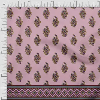 Японская креп-сатиновая ткань Soimoi с геометрическим рисунком | Ткань с принтом листьев и цветочных панелей по метрам, 42 дюйма 42 Inch Wide - Poly Crepe розовый