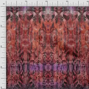 Японская креп-сатиновая ткань Soimoi с леопардовым и змеиным принтом, 1 метр, 42 дюйма 42 Inch Wide - Poly Crepe красный