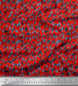 Японская креп-сатиновая ткань Soimoi с леопардовым принтом из кожи животного, ткань для творчества по метрам, 42 дюйма 42 Inch Wide - Poly Crepe красный