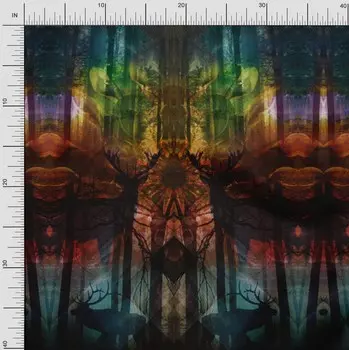 Японская креп-сатиновая ткань Soimoi с принтом в виде оленей, ткань для рукоделия по метрам, 42 дюйма 42 Inch Wide - Poly Crepe оранжевый