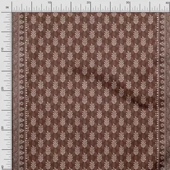 Японская креп-сатиновая ткань Soimoi с принтом в виде листьев, ткань для рукоделия по метрам, 42 дюйма 42 Inch Wide - Poly Crepe коричневый