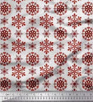 Японская креп-сатиновая ткань Soimoi, снежные хлопья, цветочный принт, ткань по метрам, 42 дюйма 42 Inch Wide - Poly Crepe розовый