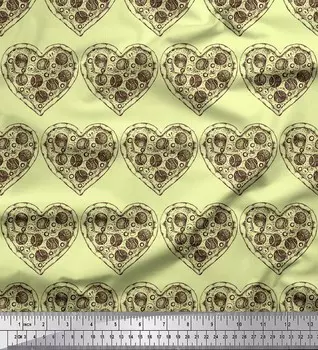 Японская креп-сатиновая ткань Soimoi, ткань с принтом для пиццы и еды, 42 дюйма по метрам 42 Inch Wide - Poly Crepe светло-серый