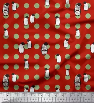 Японская креп-сатиновая ткань Soimoi в горошек и с океанским принтом пингвинов, 42 дюйма по метрам 42 Inch Wide - Poly Crepe розовый