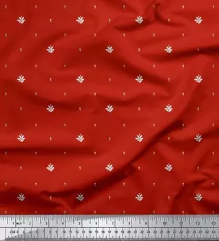 Японская креп-сатиновая ткань Soimoi в горошек и с цветочным художественным принтом, ткань для рукоделия шириной 42 дюйма по метрам 42 Inch Wide - Poly Crepe красный