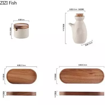 Японская кухонная банка для специй, комбинированная шейкер для соли и перца, набор масляных горшков, керамическая банка для приправ, домашний одноцветный инструмент для приправ A1