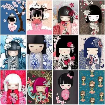 Японская кукла DIY 5D алмазная живопись полный круглый стразы из смолы японская девушка мультфильм алмазная вышивка Алмазная мозаика настенное искусство Full Round 20X30CM