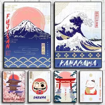 Японская культура Плакат Пейзаж Фудзисан Кокеши Канагава Животные Рамен Еда Самурай Картина на холсте Настенные картины Домашний декор 21cm30cm NoFrame