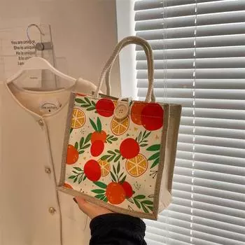 Японская льняная сумка-тоут для женщин, модные сумки для покупок в корейском стиле, сумки для подарков на день рождения, свадьбу