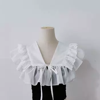 Японская литература и искусство милы, нишевый дизайн, двухслойная оборка по краю, накладной воротник для женщин, универсальная большая шаль с лацканами белый