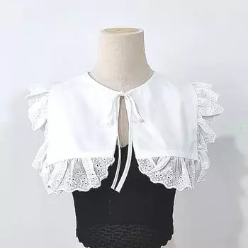 Японская литература и искусство милы, поддельные воротники универсальны, корейский жилет из чистого хлопка с вышитым краем, воротник для девочки-куклы белый