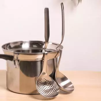 Японская ложка для супа из нержавеющей стали 304 с длинной ручкой — креативный дизайн для каши/горячего горшка в домашнем хозяйстве