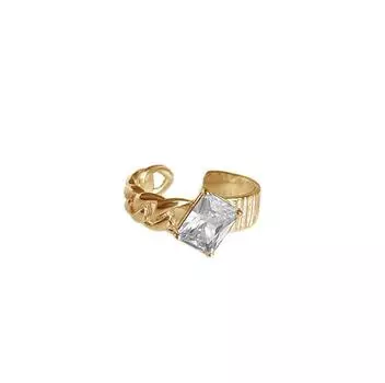 Японская любовь преувеличенное кольцо открытие женский прилив буква квадратный бриллиант циркон кольцо личность хип-хоп opening adjustable