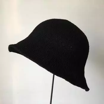 Японская маленькая свежая сетчатая соломенная плетеная шляпа-ведро, однотонная вязаная складная шляпа-ведро, дышащая универсальная шляпа с солнцезащитным козырьком one size fits all серый