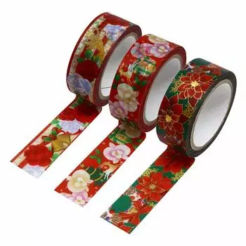 Японская малярная лента Kamiso Washi Beautiful MONDE Christmas 15 мм Ширина 7 м Набор из 3 штук A