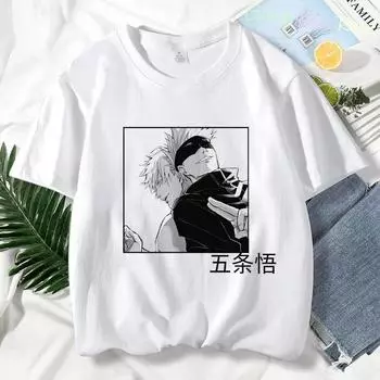Японская манга дзюдзюцу кайсен футболка топ женская аниме Gojo Satoru принтованная футболка смешная Gojo Cat Graphic Tee Kawaii повседневные топы S