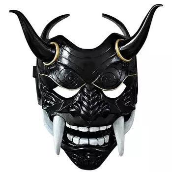 Японская маска Hannya Oni, полнолицевая латексная маска Evil De-mon Mon-ster для мужчин One Size чёрный