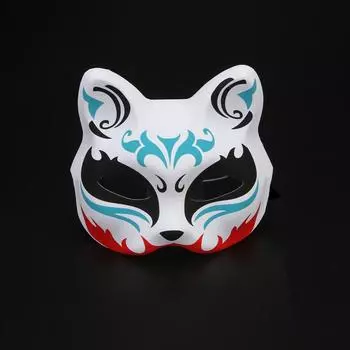 Японская маска на половину лица, расписанная вручную, маска кошки-лисы, аниме-маскарад, Хэллоуин, фестиваль, косплей, реквизит