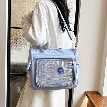 Японская милая девушка прозрачная сумка большая вместительная сумка через плечо студентка сумка-мессенджер белый