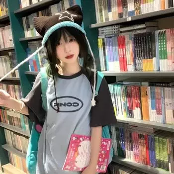 Японская милая маленькая Звезда Дьявола Y2k вязаная шапка-бини осень и зима новая мода теплая универсальная пуловерная женская шапка на ремне 56-58cm фиолетовый