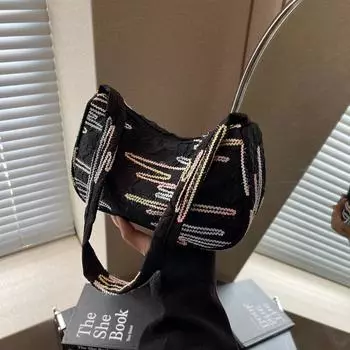 Японская милая мягкая сумка для девочек женская простая универсальная сумка для пельменей высокая ценность жизненная сила девушка студентка сумка подмышка чёрный