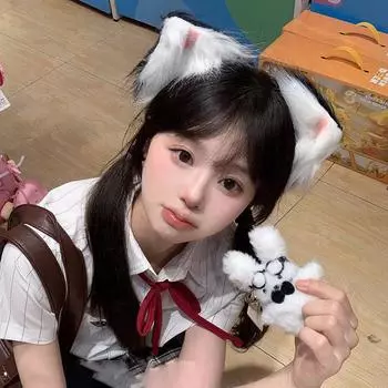 Японская милая плюшевая повязка на голову с кошачьими ушками, женская, чистое желание, атмосфера, Лолита, мягкая повязка на голову для девочки, милые звериные ушки, аксессуары для волос