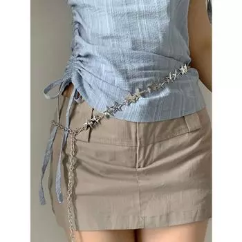 Японская милая звезда женская металлическая тонкая цепочка на талию с украшением юбки персонализированная цепочка-ремень узкая женская делает фигуру стройнее серебряный