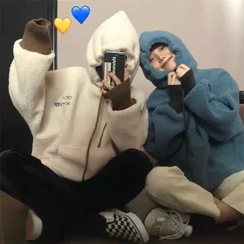 Японская мода Kawaii пуловер с капюшоном из овечьей шерсти, свободная женская куртка, осенняя женская куртка Ulzzang Harajuk, повседневная женская куртка, пальто One Size синий