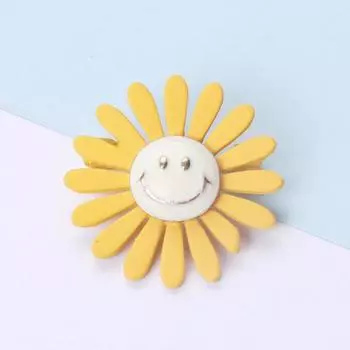 Японская мода универсальная милая брошь в виде смайлика-ромашки женская брошь для пальто кардиган корсаж булавка