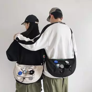 Японская модная крутая сумка-мессенджер, мужская студенческая сумка через плечо, ретро-сумка для пельменей, большая вместимость, сумка-почтальон в стиле инструмента чёрный