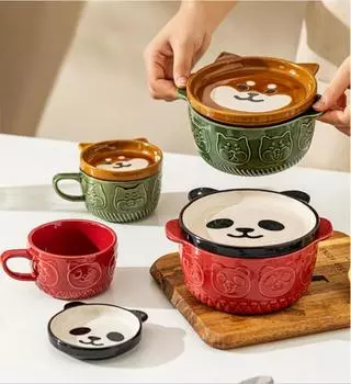 Японская мультяшная кружка для кофе с рисунком кошки на крышке, маленькая тарелка, милая чашка для завтрака, креативная чашка для молока, подарок, 300 мл Mug with cartoon lid