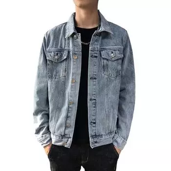 Японская мужская джинсовая куртка Harajuku в стиле ретро, повседневная корейская версия L серый