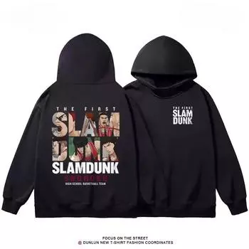 Японская мужская толстовка с капюшоном Grand Slam dunk в стиле аниме, толстовка с капюшоном из набивного хлопка, свободный крой, в стиле Preppy S чёрный