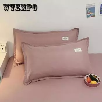 Японская наволочка из стираного хлопка, однотонная наволочка 48*74 см, одна пара в упаковке синий