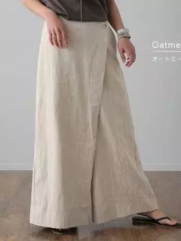 Японская ниша~ Британские брюки для поездок на работу, простые тонкие широкие брюки с высокой талией на пуговицах, брюки-кюлоты для костюмов M чёрный